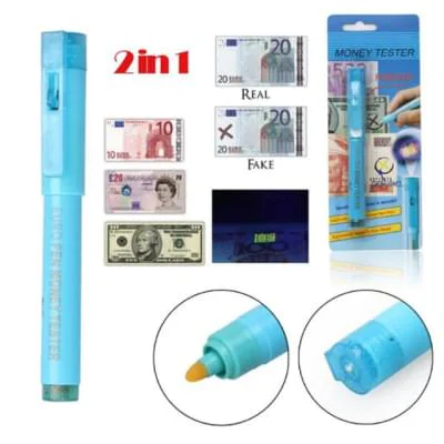 2 IN 1 Detector Pen with UV light Counterfeit Bank Note Tester Pen with colorful pen Money Recognizi