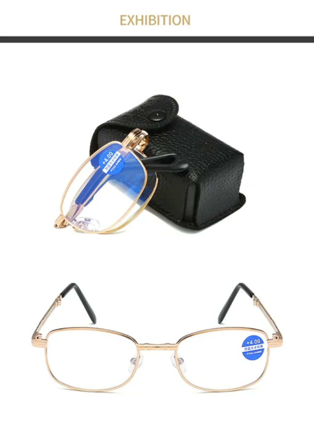 Folding Reading Glasses Metal Hyperopia Foldable Eyeglasses Diopter +1.0 1.5 2.0 2.5 3.0 3.5 4.0 Pre thumbnail 3
