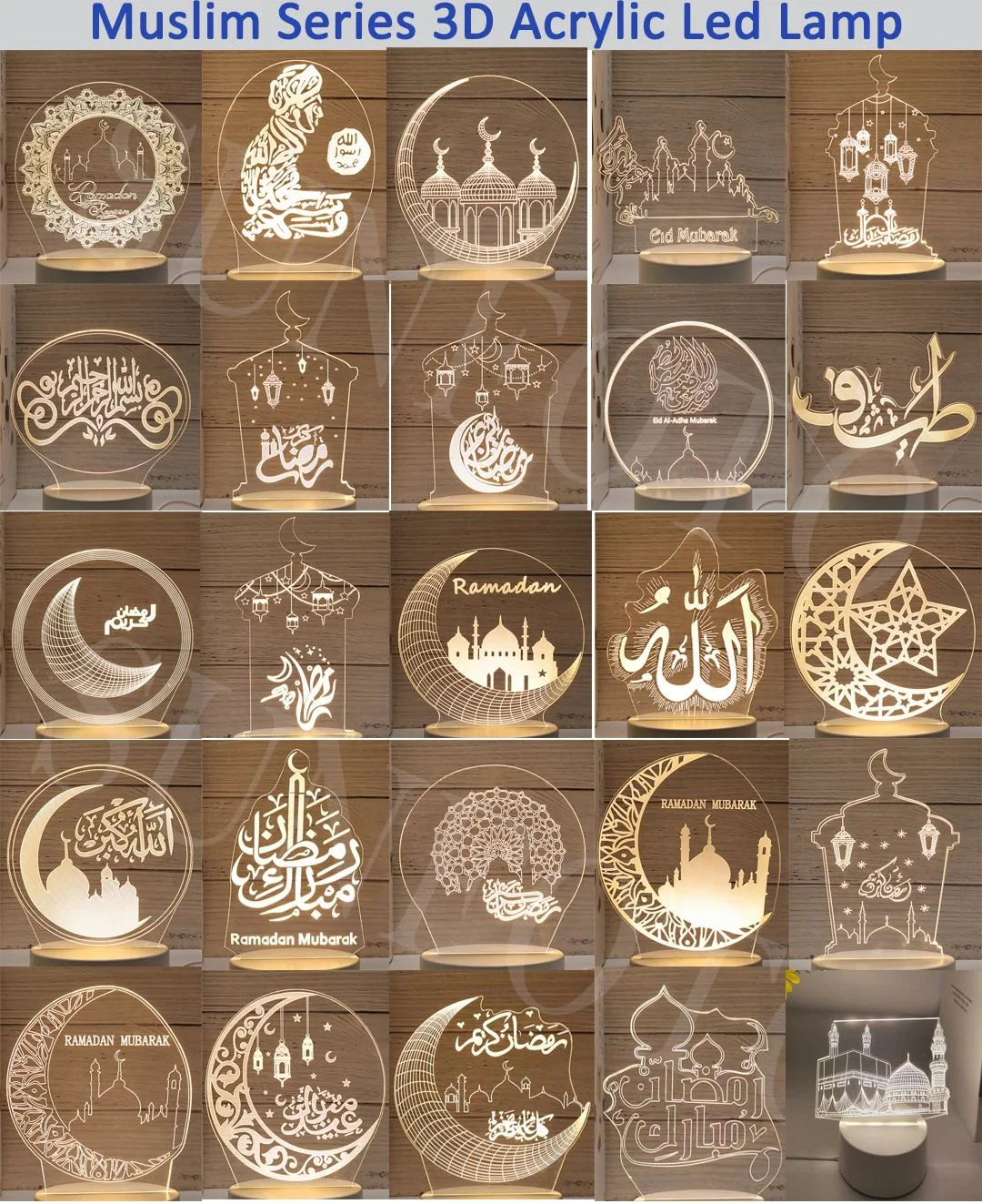 Muslim Allah Cheap 3D Illusion Night Lamp Islam Bedside Muhammad Modern Table Lamps Visual Acrylic D