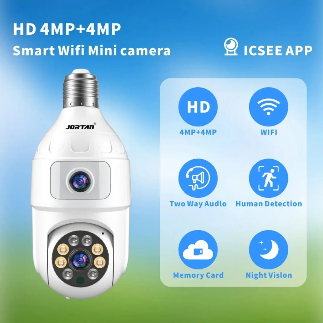 4mp Smart Home Mini Camera Dual Lens Night Vision 360 Degree Ip E27 Wireless Security Cctv Wifi Sock thumbnail 2