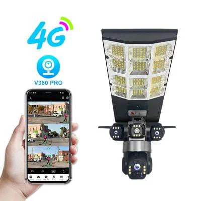 3 Lens 6MP V380 Pro 2 in 1 AI Integrated Solar Security Light CCTV Camera IP 4G Two-Way Talk Solar S - Image 1