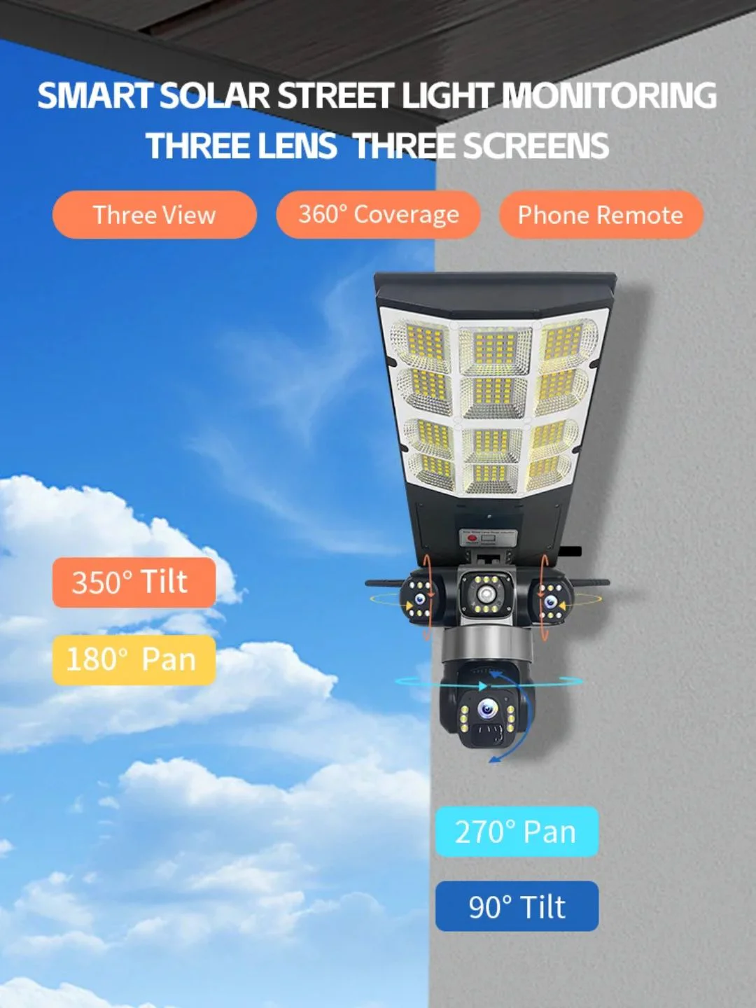 3 Lens 6MP V380 Pro 2 in 1 AI Integrated Solar Security Light CCTV Camera IP 4G Two-Way Talk Solar S thumbnail 3