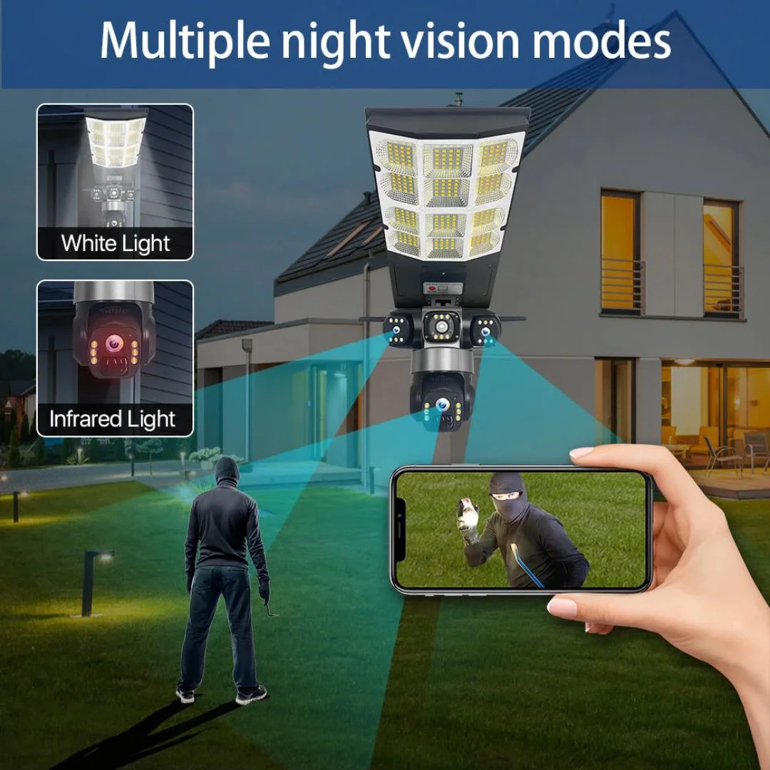 3 Lens 6MP V380 Pro 2 in 1 AI Integrated Solar Security Light CCTV Camera IP 4G Two-Way Talk Solar S thumbnail 4
