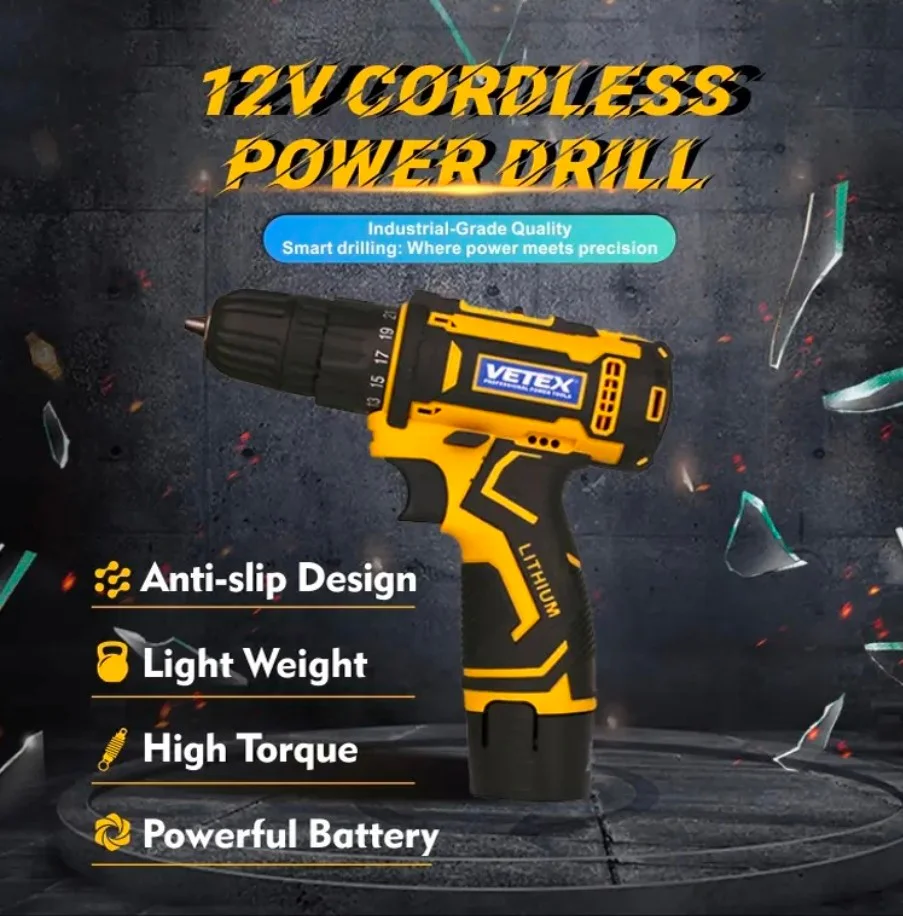 Wholesale 12V Portable Drill Kit Rechargeable Powerful Lithium Battery Electric Cordless Power Drill thumbnail 3