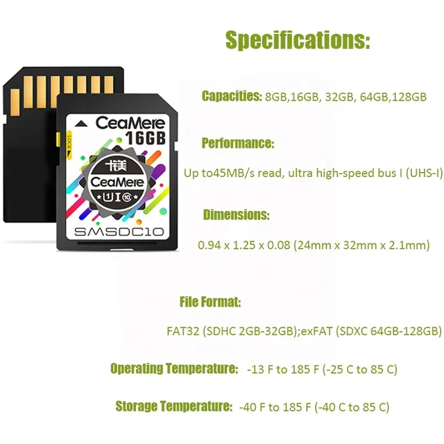 Ceamere Cheap Original Storage Card Memory Cards 32GB 64GB Cartao De Memoria Class 10 Memory thumbnail 3