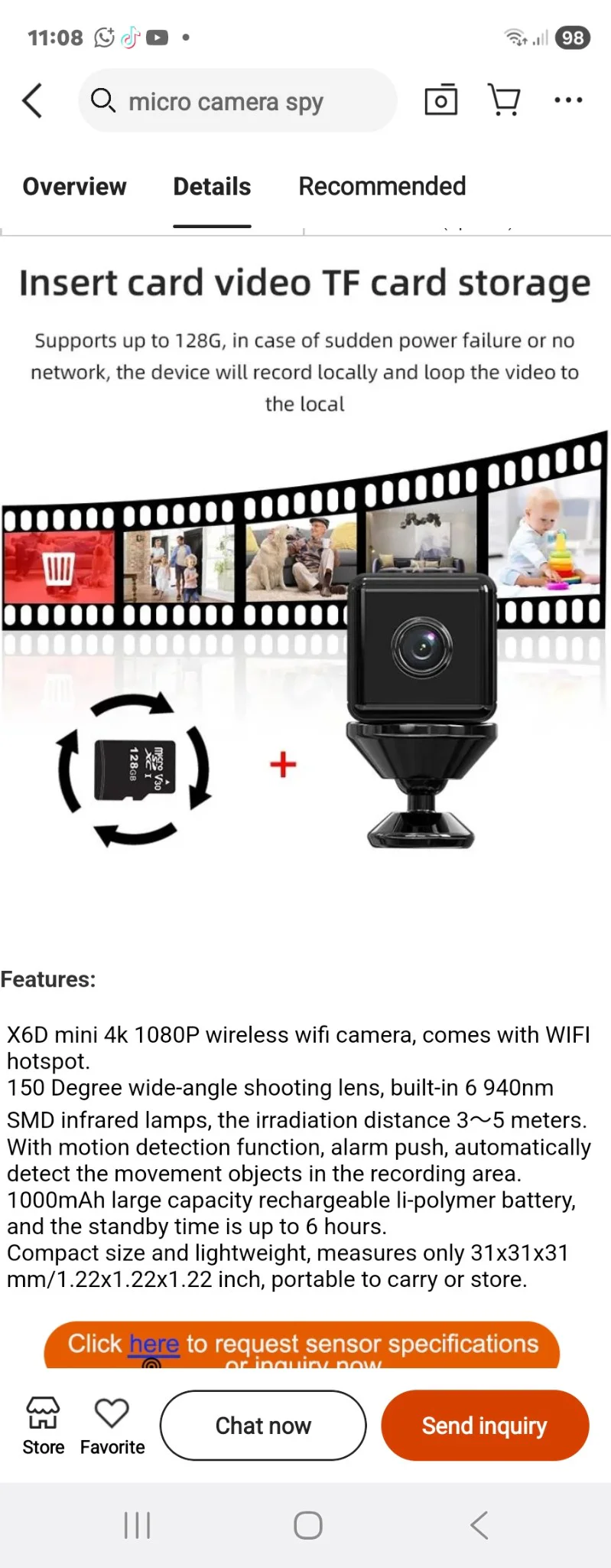 1080P HD Mini Camera WiFi Mobile Phone Cheap Price Remote Monitoring Wireless Home Security Camcorde thumbnail 9