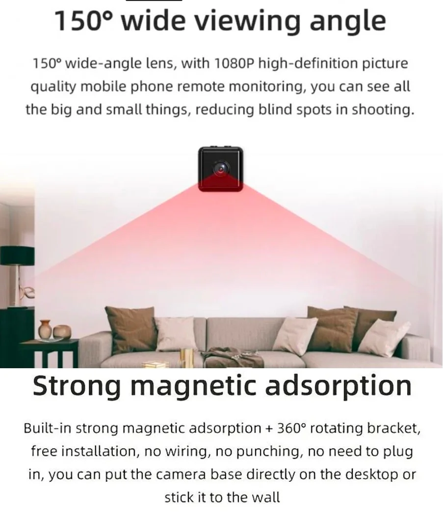 1080P HD Mini Camera WiFi Mobile Phone Cheap Price Remote Monitoring Wireless Home Security Camcorde thumbnail 10