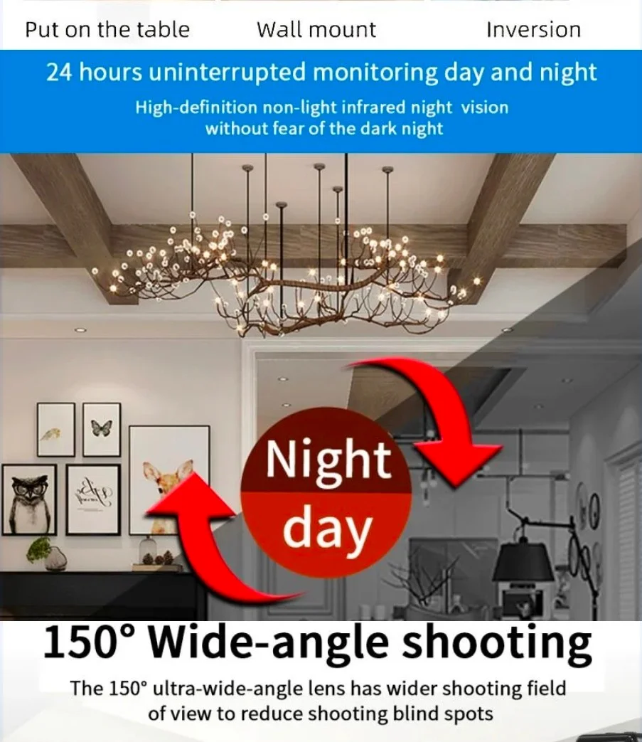 1080P HD Mini Camera WiFi Mobile Phone Cheap Price Remote Monitoring Wireless Home Security Camcorde thumbnail 11