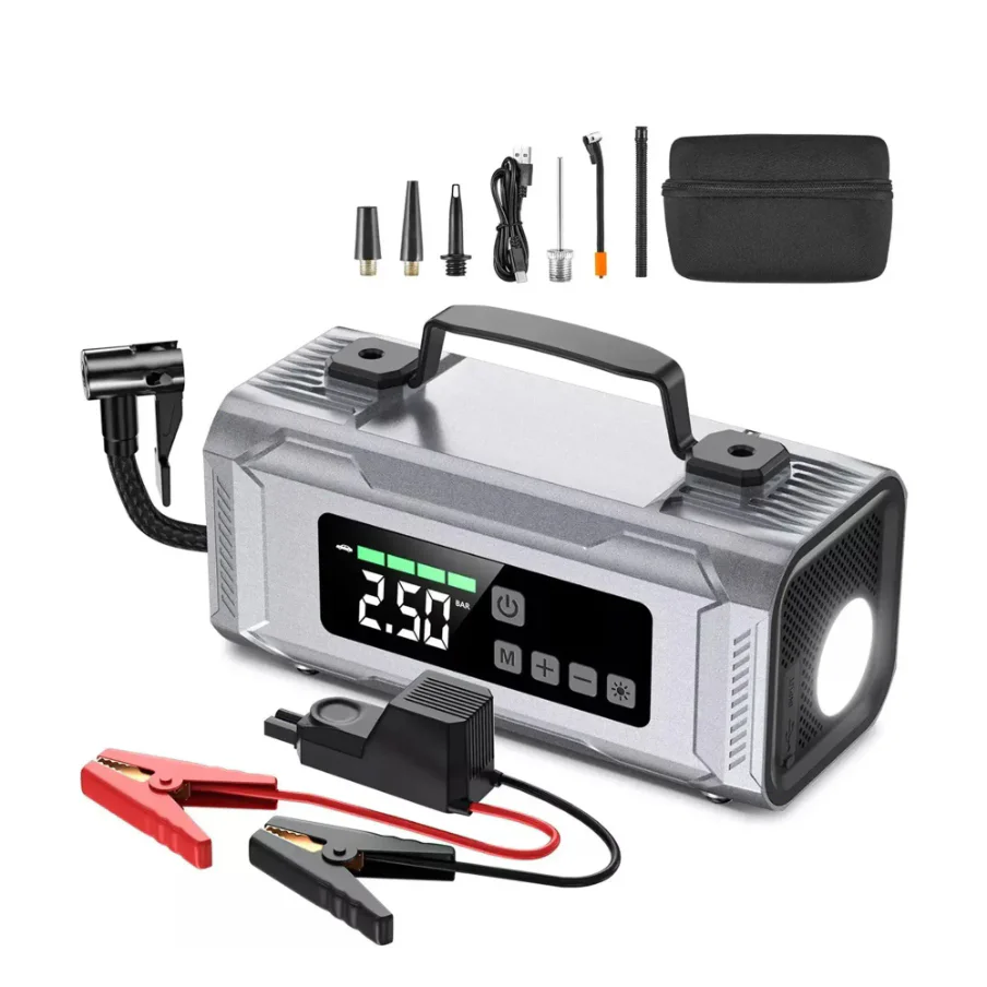 Portable 6 in 1 Car Jump Starter with Cordless Air Compressor 12000mAh Car Battery Booster Power Ban thumbnail 2