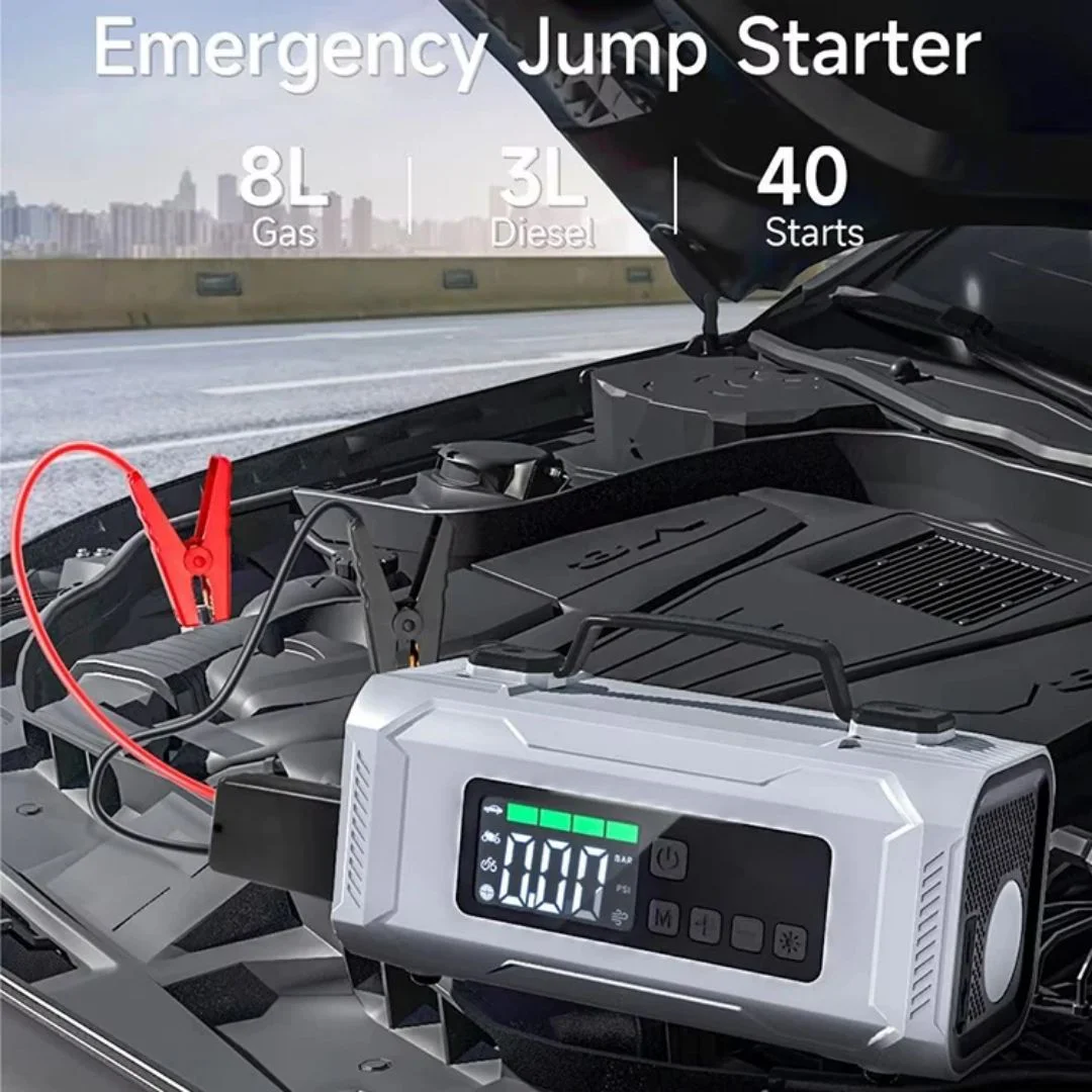 Portable 6 in 1 Car Jump Starter with Cordless Air Compressor 12000mAh Car Battery Booster Power Ban thumbnail 9