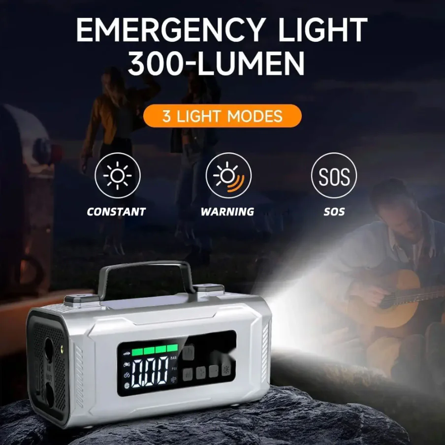 Portable 6 in 1 Car Jump Starter with Cordless Air Compressor 12000mAh Car Battery Booster Power Ban thumbnail 11